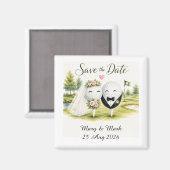 Golfball-Hochzeit Save the Date Magnet (Vorderseite/Rückseite)