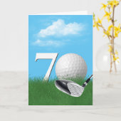 Golfball im Gras, 70. Geburtstag Karte (Gelbe Blume)