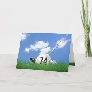 Golfball im Gras, 74. Geburtstag Karte