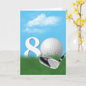 Golfball im Gras, 80. Geburtstag Karte (Gelbe Blume)