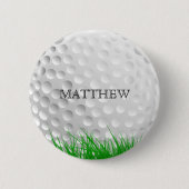 Golfball im Gras Button (Vorderseite)