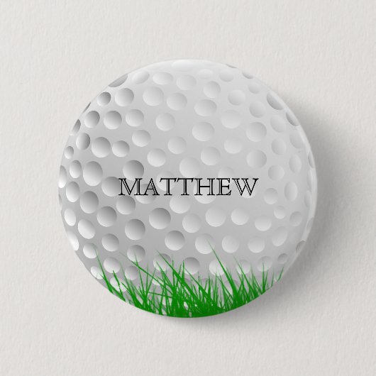 Golfball im Gras Button (Vorderseite)