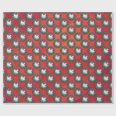 Golfball im Kranz-Muster auf Rot Geschenkpapier (Flach)