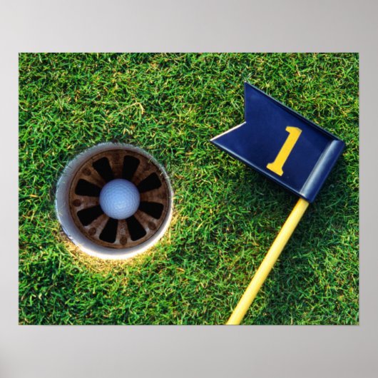 Golfball im Loch Poster (Vorne)