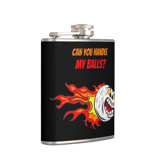 Golfball in Flammen, Schwarz Flachmann (Rechts)