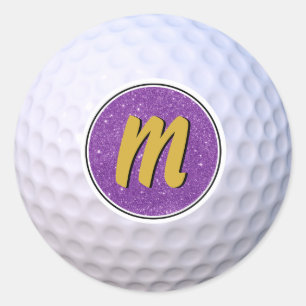 Golfball individuell anpassbares Monogramm Lila &  Runder Aufkleber