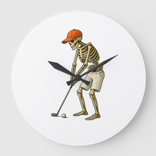 Golfball-Kostüm - Kürbisschädel Golf Wanduhr (Vorderseite)