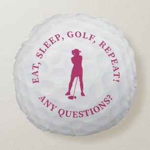 Golfball Lady Golferin Silhouette Cute Custom Pink Rundes Kissen