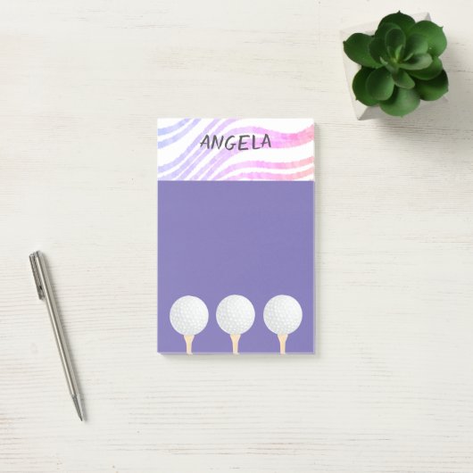 Golfball lila Design für Golfspieler Post-it Klebezettel (Büro)