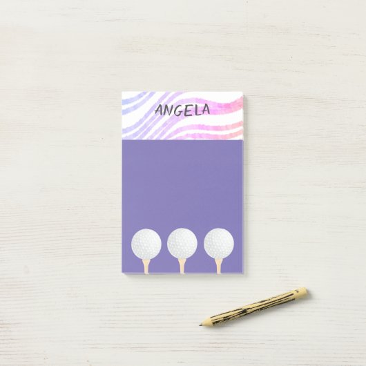 Golfball lila Design für Golfspieler Post-it Klebezettel (Auf Schreibtisch)