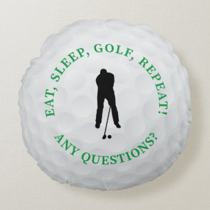 Golfball-Männlicher-Golfer-Silhouette-Cute-Grün-Sc Rundes Kissen