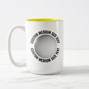 Golfball & Medium Text GELB 425g Custom Zweifarbige Tasse