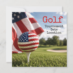 Golfball mit amerikanischer Flagge Golfturnier Einladung