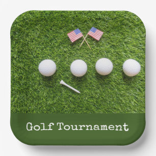 Golfball mit amerikanischer Flagge Golfturnier Pappteller
