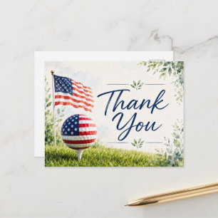Golfball mit amerikanischer Flagge Golfturnier Postkarte