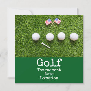 Golfball mit amerikanischer Flagge Golfturnier Save The Date