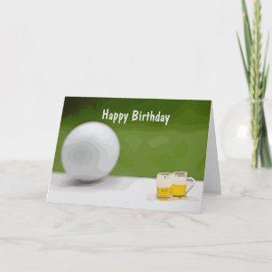 Golfball mit Bierbrille für Golfer Karte
