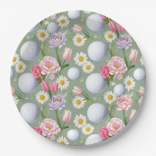 Golfball mit Blume Pappteller