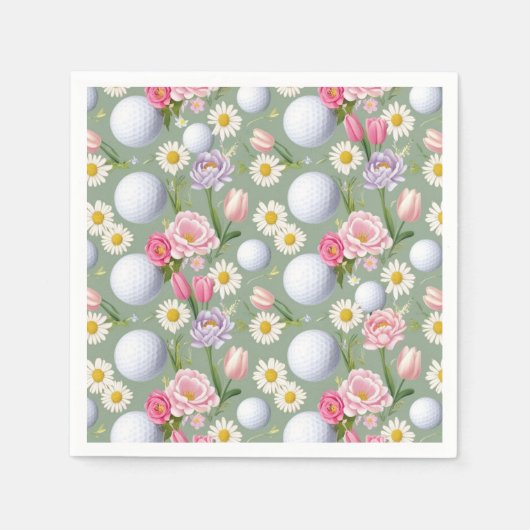 Golfball mit Blume Serviette (Vorderseite)