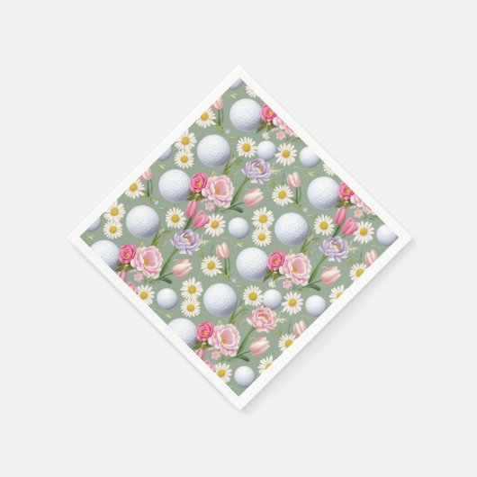 Golfball mit Blume Serviette (Ecke)