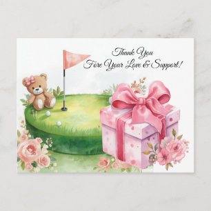 Golfball mit Danke auf Rosa für Baby Mädchen Postkarte