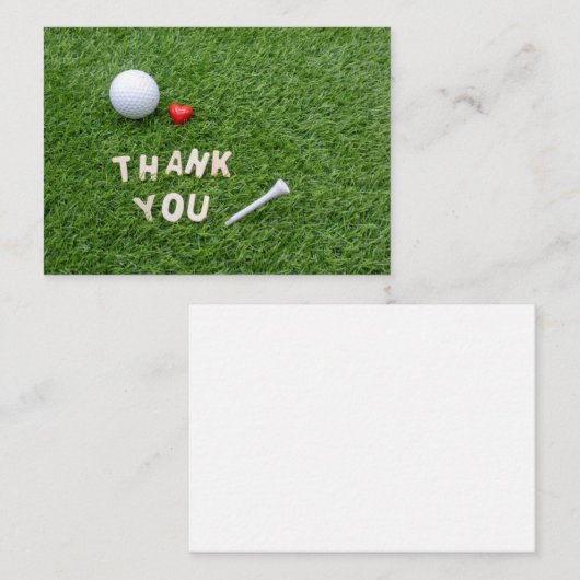 Golfball mit Dankeschön mit Liebe & Abschlag auf g Mitteilungskarte (Vorne/Hinten)