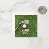 Golfball mit Dankeschön Wort auf grünem Gras Anmer Mitteilungskarte (Vorderseite/Rückseite Beispiel)