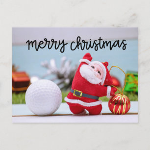 Golfball mit dem Weihnachtsmann mit Weihnachtsschm Feiertagspostkarte