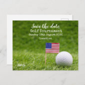Golfball mit der Flagge Amerikas auf grün rett Dat Ankündigungspostkarte (Vorne/Hinten)
