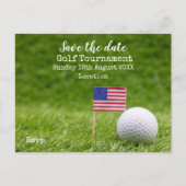 Golfball mit der Flagge Amerikas auf grün rett Dat Ankündigungspostkarte (Vorderseite)