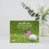 Golfball mit der Flagge Amerikas auf grün rett Dat Ankündigungspostkarte (Stehend Vorderseite)