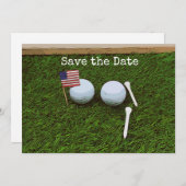Golfball mit der Flagge Amerikas auf grünem Gras Einladung (Vorne/Hinten)