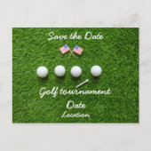 Golfball mit der Flagge Amerikas auf grünem Gras Postkarte (Vorderseite)