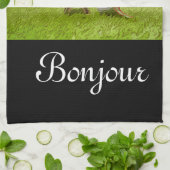 Golfball mit Eiffelturm auf grünem Bonjour Geschirrtuch (Gefaltet)