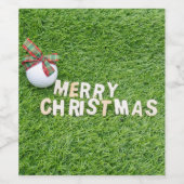 Golfball mit frohen Weihnachten zum Golfer auf Grü Weinetikett (Einzelnes Label)