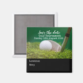 Golfball mit Golfclub Save the Date auf Grün Magnet (Vorderseite/Rückseite)