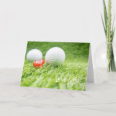 Golfball mit Liebe rotes Herz im Grünen Valentine Karte (Vorderseite)