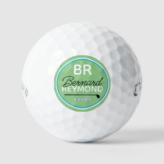 GolfBall mit Name Monogram Green (Vorderseite)