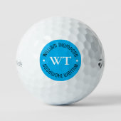 Golfball mit Namen ( blaues Kreismonogramm ) (Vorderseite)
