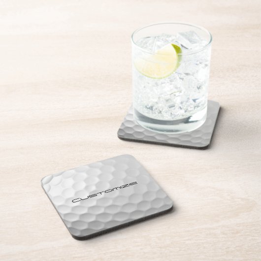 Golfball mit Personalisiertem Text Getränkeuntersetzer (Rechte Seite)