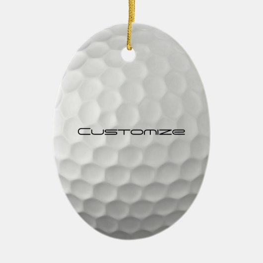 Golfball mit Personalisiertem Text Keramik Ornament (Vorne)