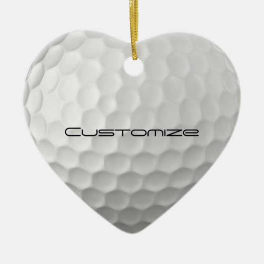 Golfball mit Personalisiertem Text Keramik Ornament (Vorne)