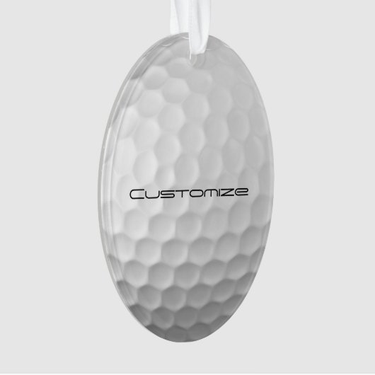 Golfball mit Personalisiertem Text Ornament (Vorderseite)