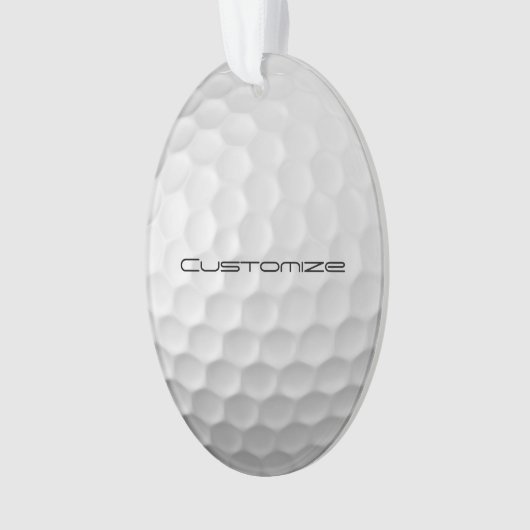 Golfball mit Personalisiertem Text Ornament (Vorderseite)
