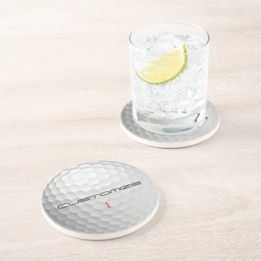 Golfball mit Personalisiertem Text und Nummer Getränkeuntersetzer (Seite)