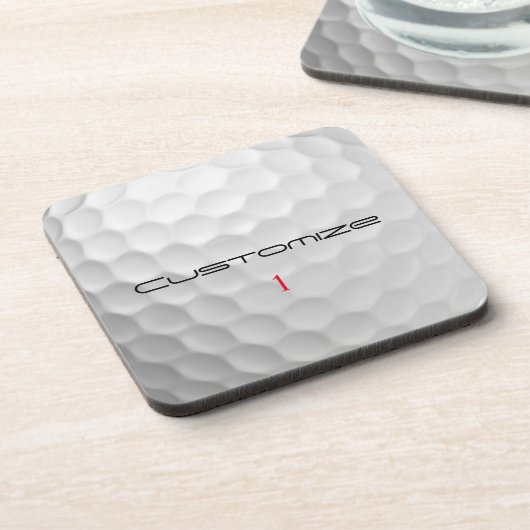 Golfball mit Personalisiertem Text und Nummer Getränkeuntersetzer (Linke Seite)