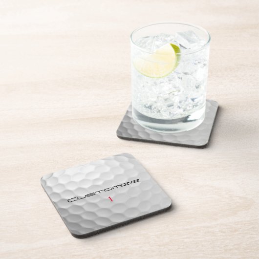 Golfball mit Personalisiertem Text und Nummer Getränkeuntersetzer (Rechte Seite)