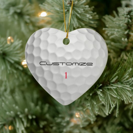 Golfball mit Personalisiertem Text und Nummer Keramik Ornament (Baum)