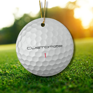 Golfball mit Personalisiertem Text und Nummer Keramik Ornament