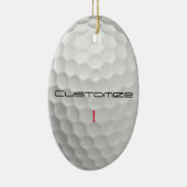 Golfball mit Personalisiertem Text und Nummer Keramik Ornament (Rechts)